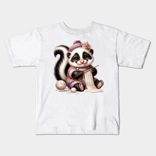 Raccoon Knitting A Sweater Kids T-Shirt